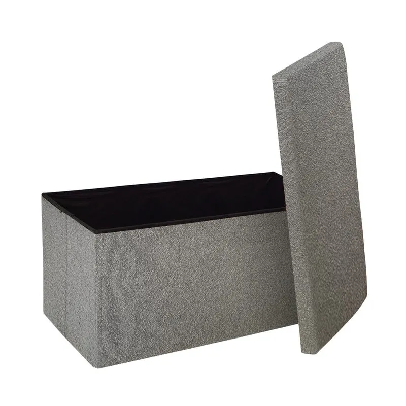 Banc pouf coffret de rangement pliable bouclette, 76x38xH38cm - YANE