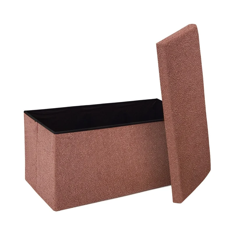 Banc pouf coffret de rangement pliable bouclette, 76x38xH38cm - YANE