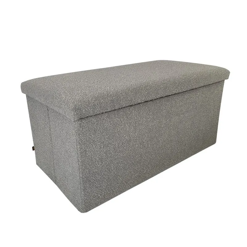 Pouf coffret de rangement pliable tissu bouclette, 38x38xH38cm - YANE