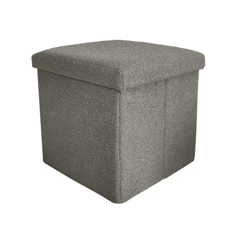 Pouf coffret de rangement pliable tissu bouclette, 38x38xH38cm - YANE