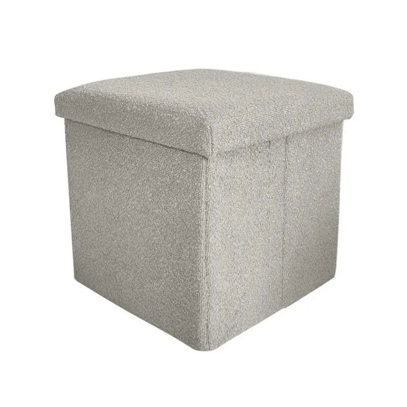Pouf coffret de rangement pliable tissu bouclette, 38x38xH38cm - YANE