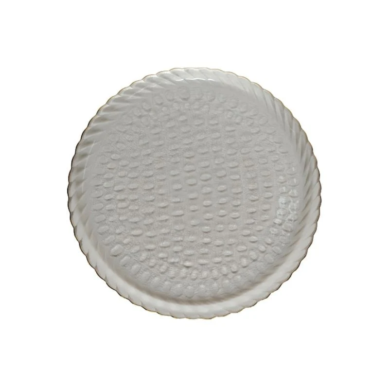 Assiette plate en verre contour dore, D27xH2CM