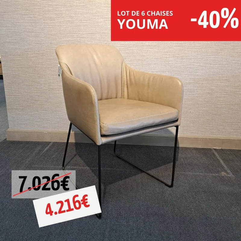 Lot de 6 chaises en cuir - Youma