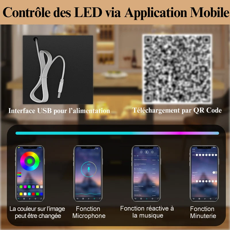 Table à manger extensible effet bois avec éclairage LED, 2 tiroirs de rangement 110-140cm MINIMALISTPILLOWSET