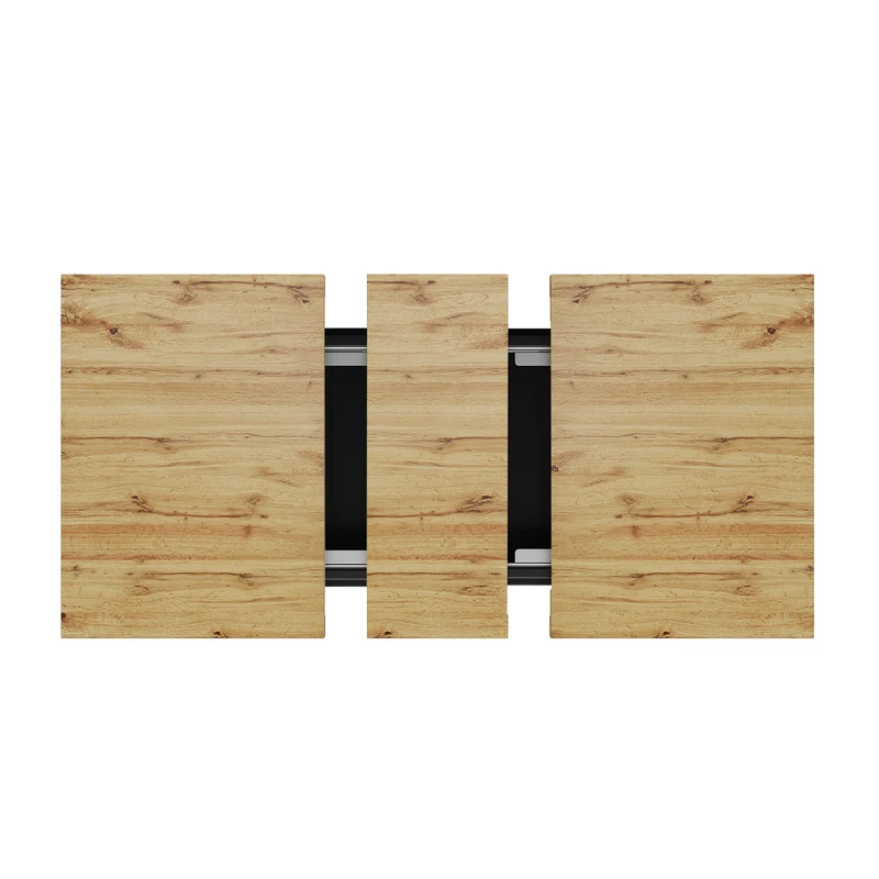 Table à manger extensible effet bois avec éclairage LED, 2 tiroirs de rangement 110-140cm MINIMALISTPILLOWSET