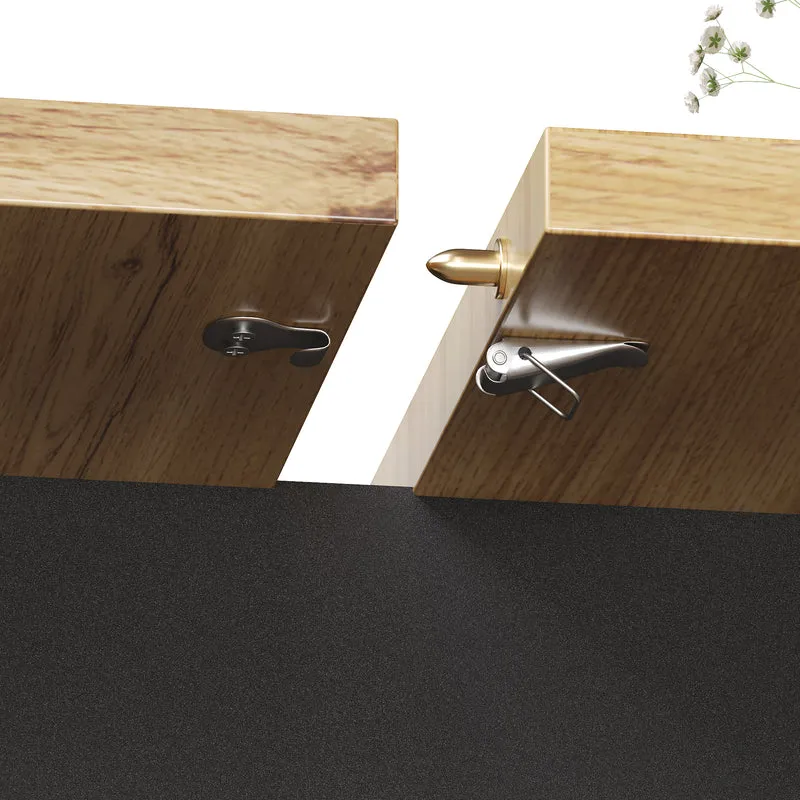 Table à manger extensible effet bois et noir mat et placard de rangement 110-140x80cm MINIMALISTPINEONE