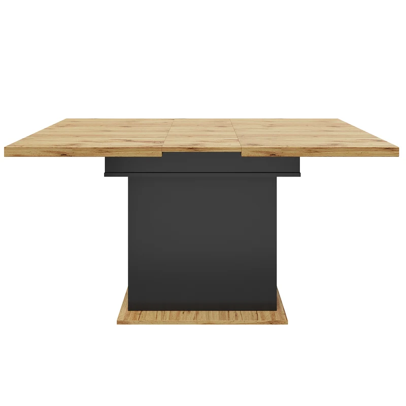 Table à manger extensible effet bois et noir mat et placard de rangement 110-140x80cm MINIMALISTPINEONE