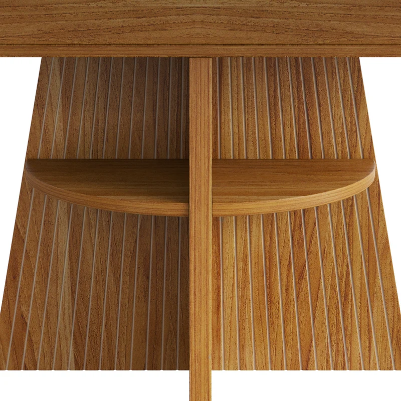 Table à manger extensible ronde effet bois avec étagère intégrée (110-150 cm) MINIMALISTONE