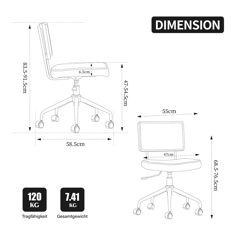 Chaise de bureau vintage en rotin semi-cuir marron pivotant réglable MINIMALISTMAX