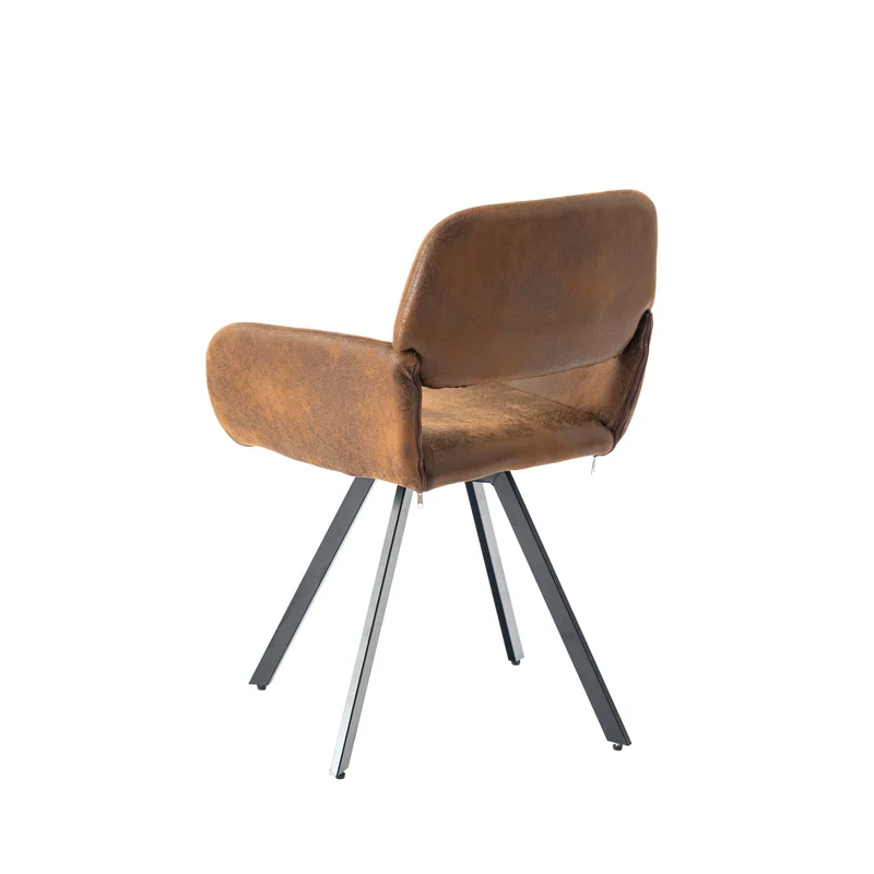 Ensemble de table et 4 chaises de salle à manger pivotantes style industriel et effet bois MILLIKEN 120 DARK + CALIFORNIA KD SUEDE BROWN SWIVEL*2