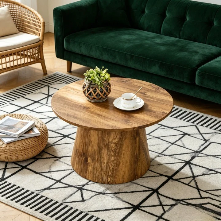 Table basse ronde Ø60 cm effet bois naturel au design scandinave MINIMALISTORGANIZER