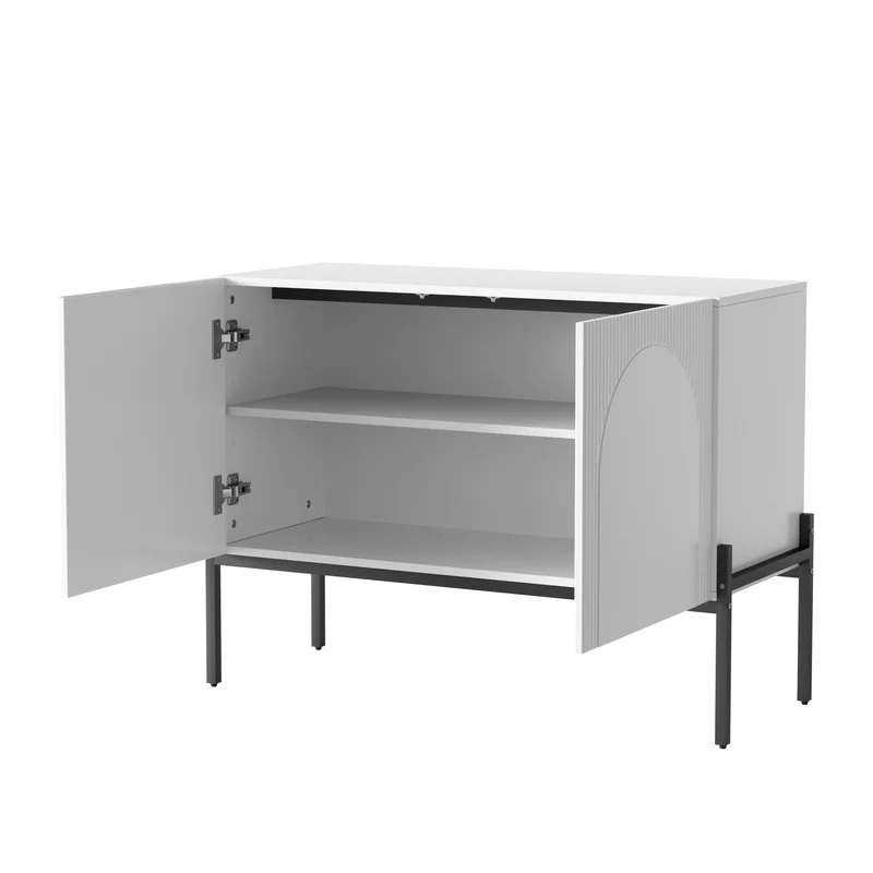 Buffet blanc design arche texturé 2 portes 100x40x75cm ITALIAN GOLD PRIME
