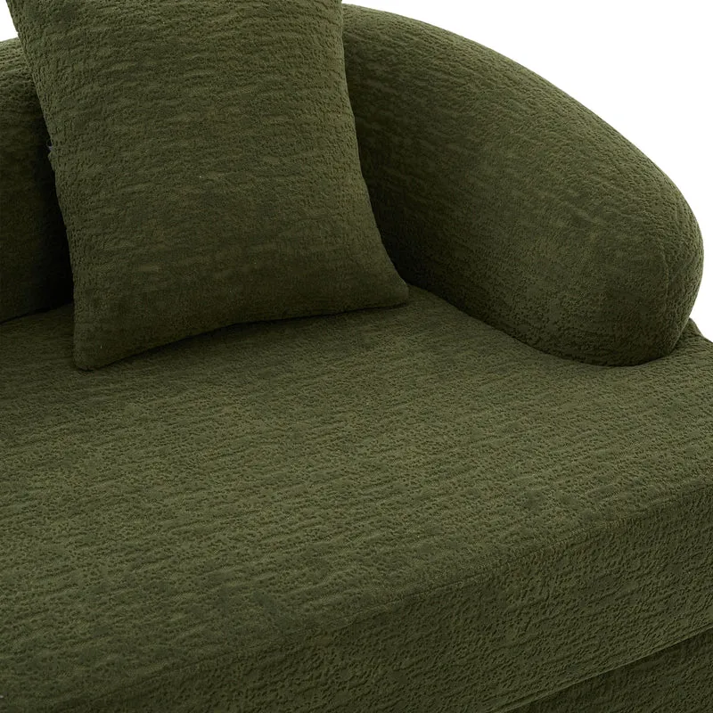 Canapé-lit 2 places convertible en chenille verte texturé et 2 coussins LAMP BLACK