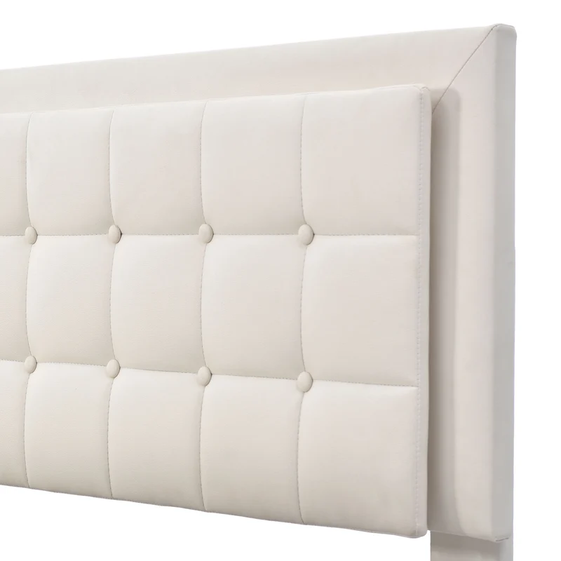 Lit double 140x200cm avec rangement, LED, simili cuir blanc, sommier inclus, design moderne