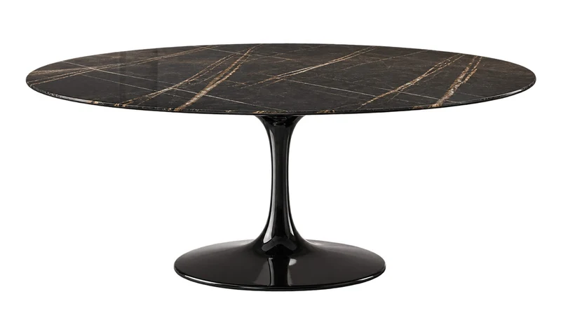 Tulip Oval Table à manger plateau en marbre Sahara
