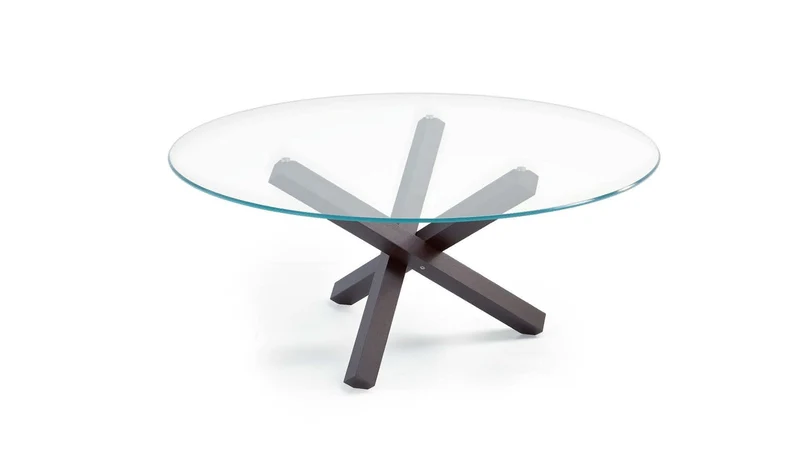 AIKIDO Table à manger ronde avec plateau en verre laqué
