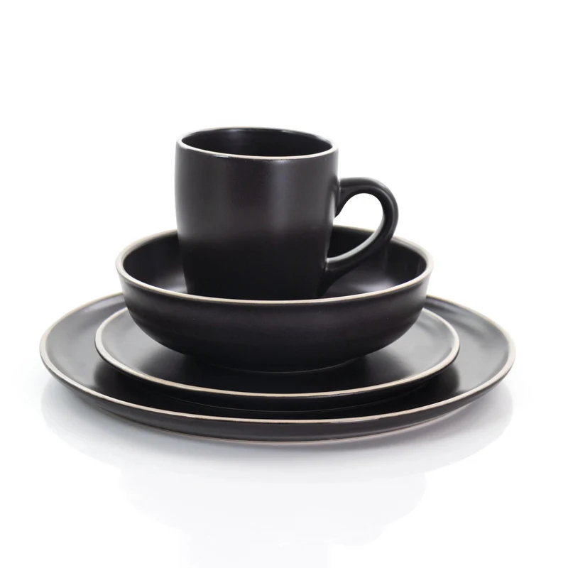 Assiette dessert en céramique noir, D20cm - ZELIA