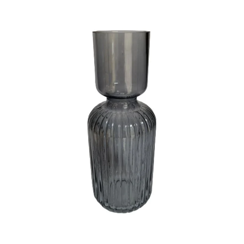 Vase en verre gris, D16xH30cm