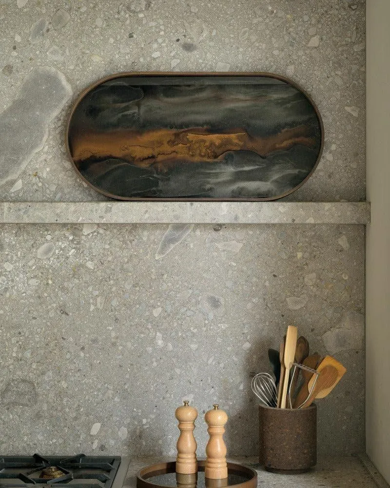 Plateau en verre BRONZE ORGANIC Oblong - 71x36