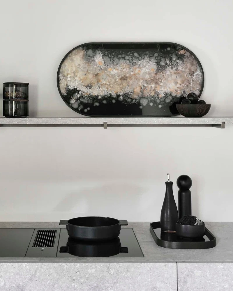 Plateau en verre CLASSICS Black Organic Oblong - 71x36