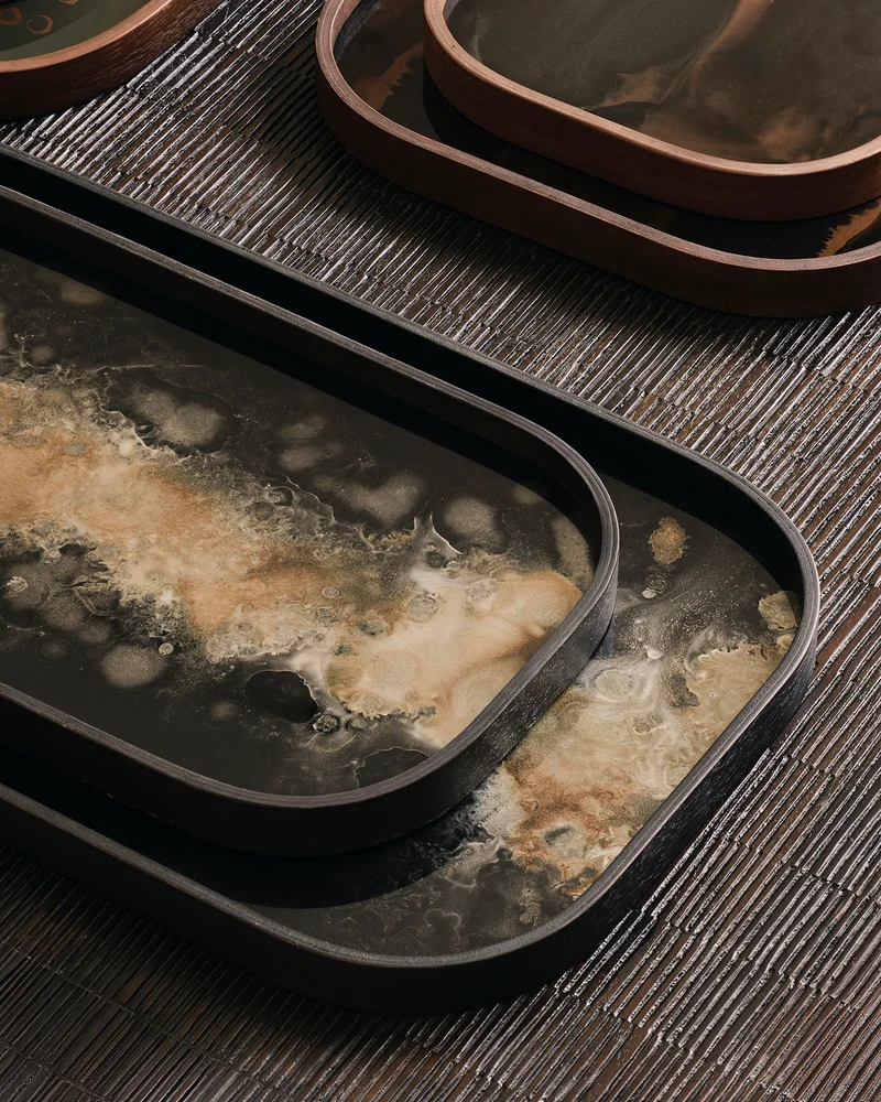 Plateau en verre CLASSICS Black Organic - 42x24