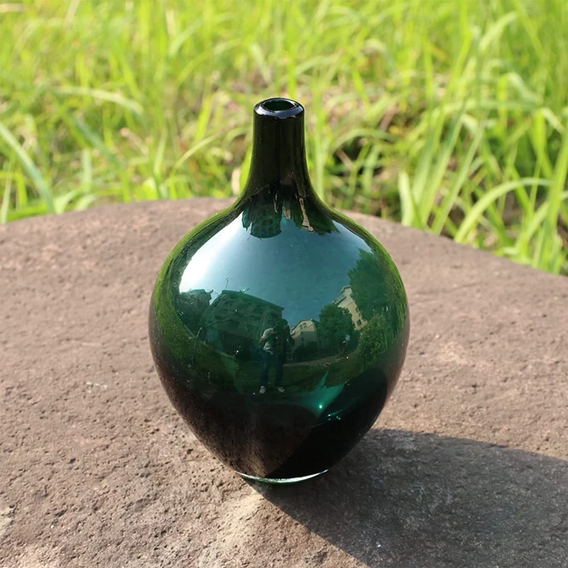 Vase en verre vert, D13xH21CM