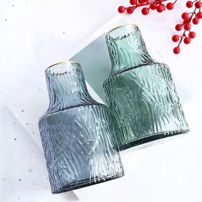 Vase en verre avec bordure doré, D13xH21CM - LIVIO