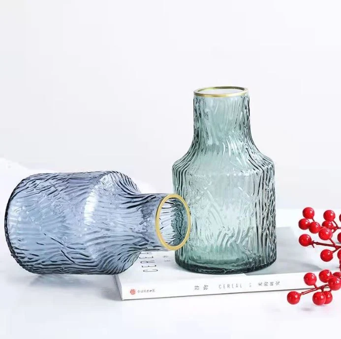 Vase en verre avec bordure doré, D13xH21CM - LIVIO