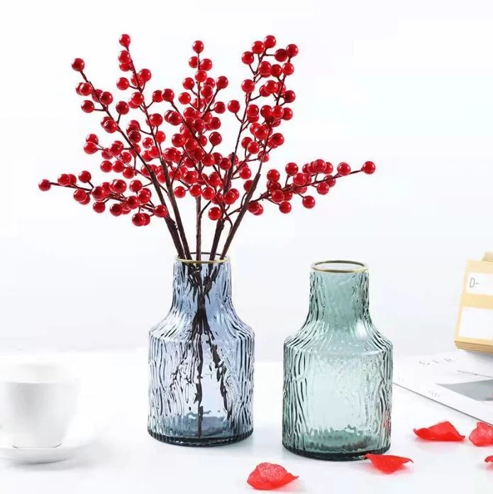Vase en verre avec bordure doré, D13xH21CM - LIVIO
