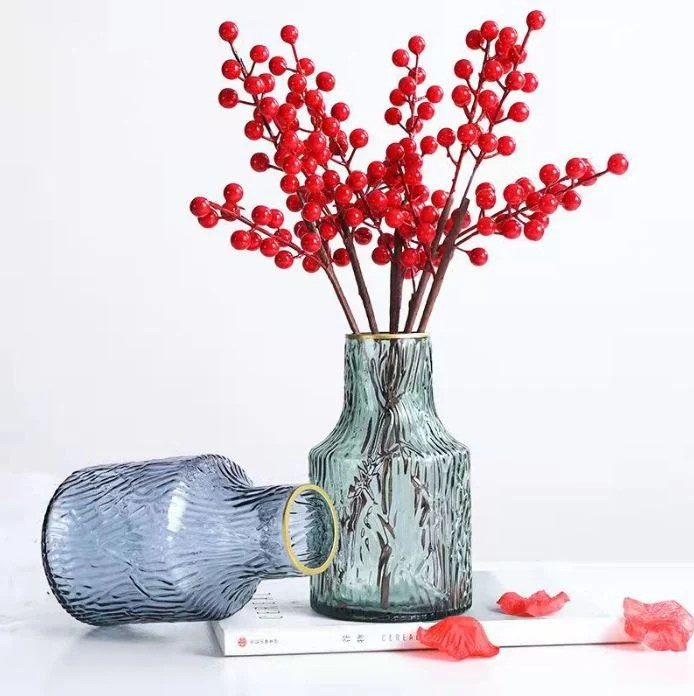 Vase en verre avec bordure doré, D13xH21CM - LIVIO