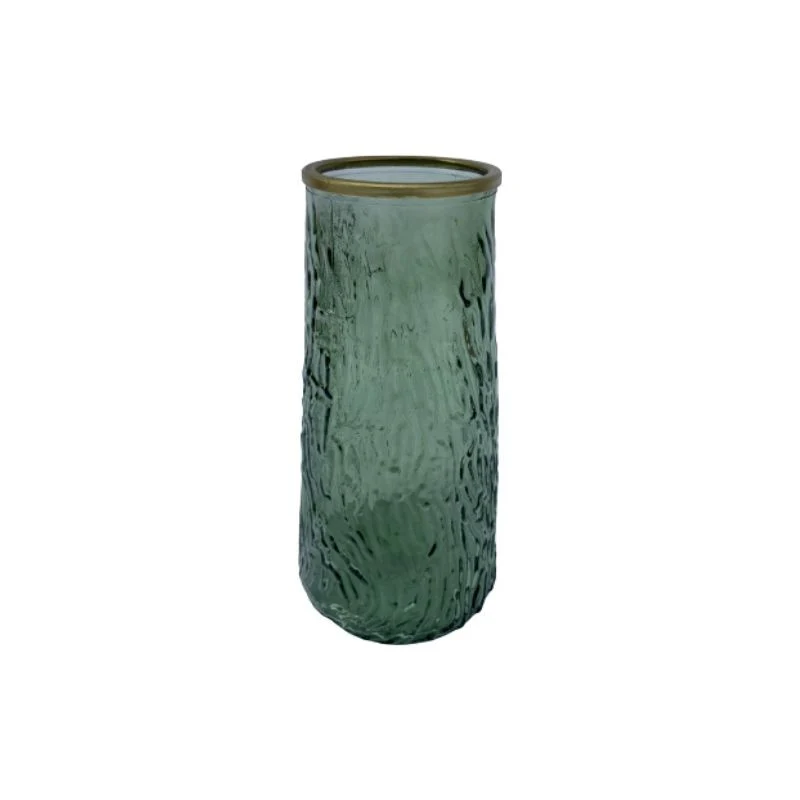 Vase en verre avec bordure doré, D6,5xH21CM - LIA
