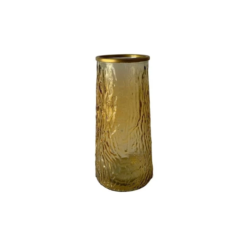Vase en verre avec bordure doré, D6,5xH21CM - LIA