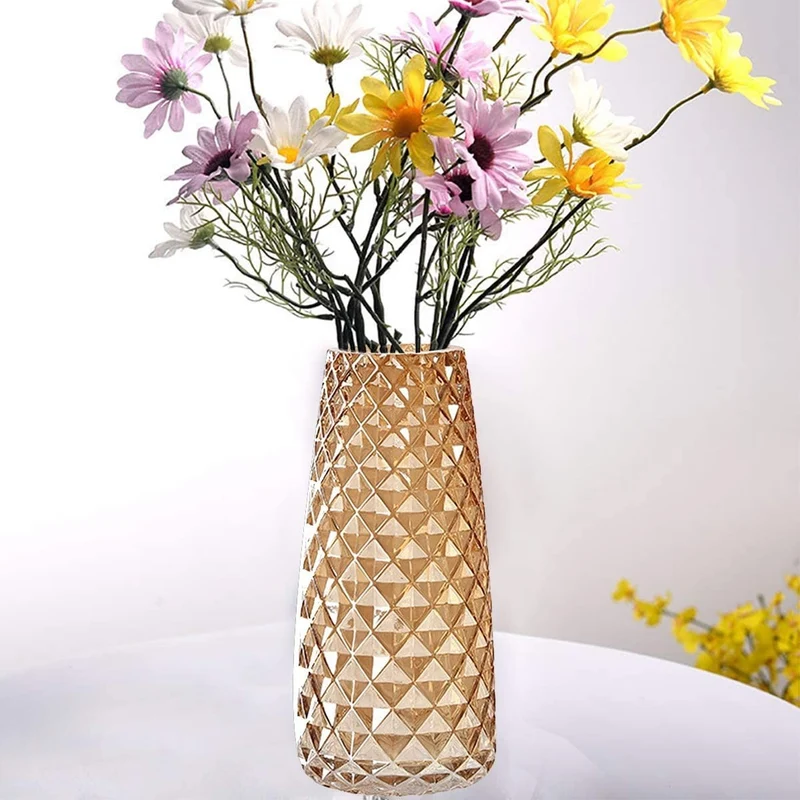 Vase en verre avec bordure doré, D6,5xH21CM - SOLENE