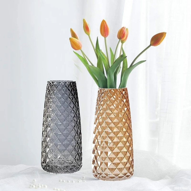 Vase en verre avec bordure doré, D6,5xH21CM - SOLENE