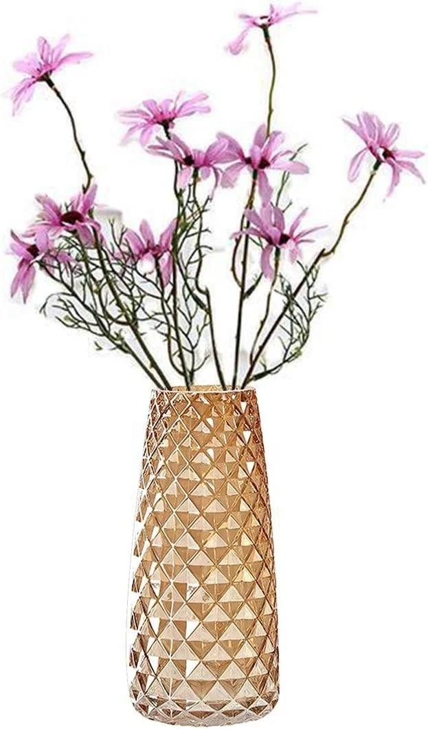 Vase en verre avec bordure doré, D6,5xH21CM - SOLENE