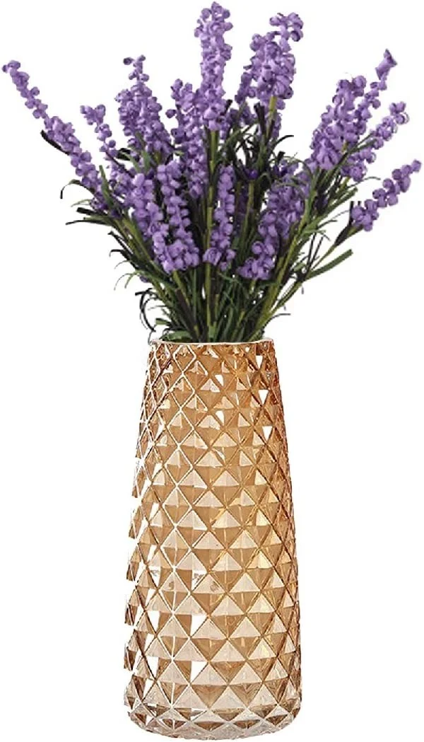 Vase en verre avec bordure doré, D6,5xH21CM - SOLENE