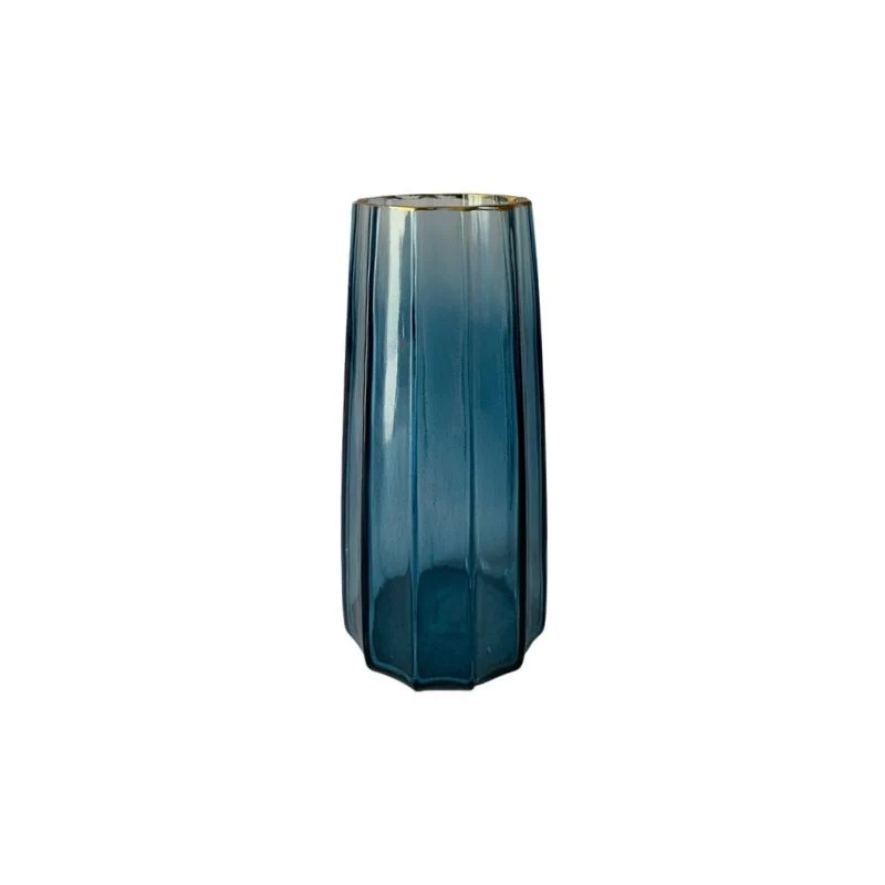 Vase en verre avec bordure doré, D6,5xH21CM - KLEA