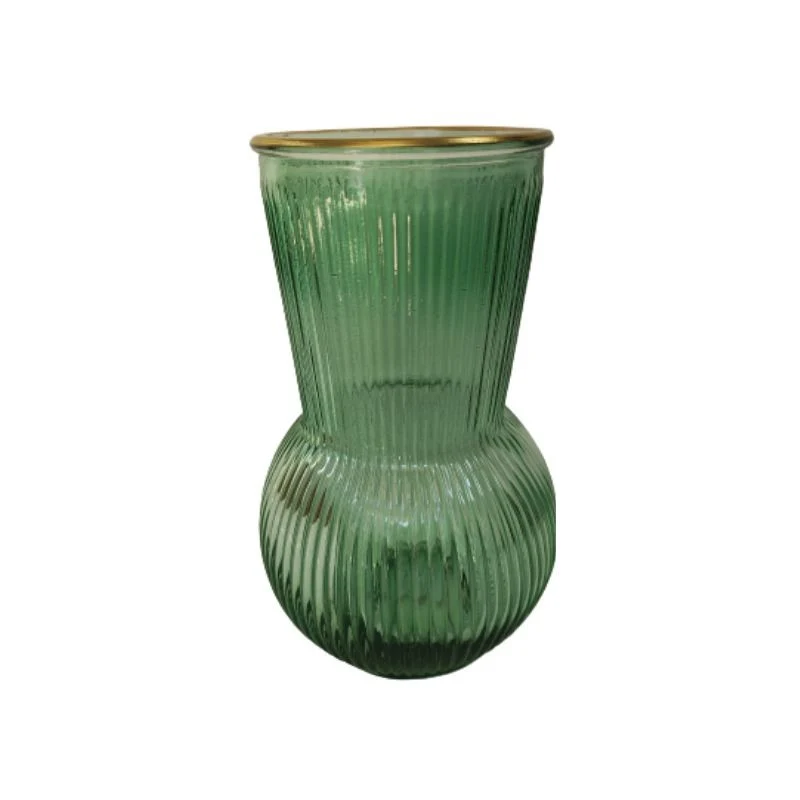 Vase en verre avec bordure doré, D9,5xH19CM - LIRA