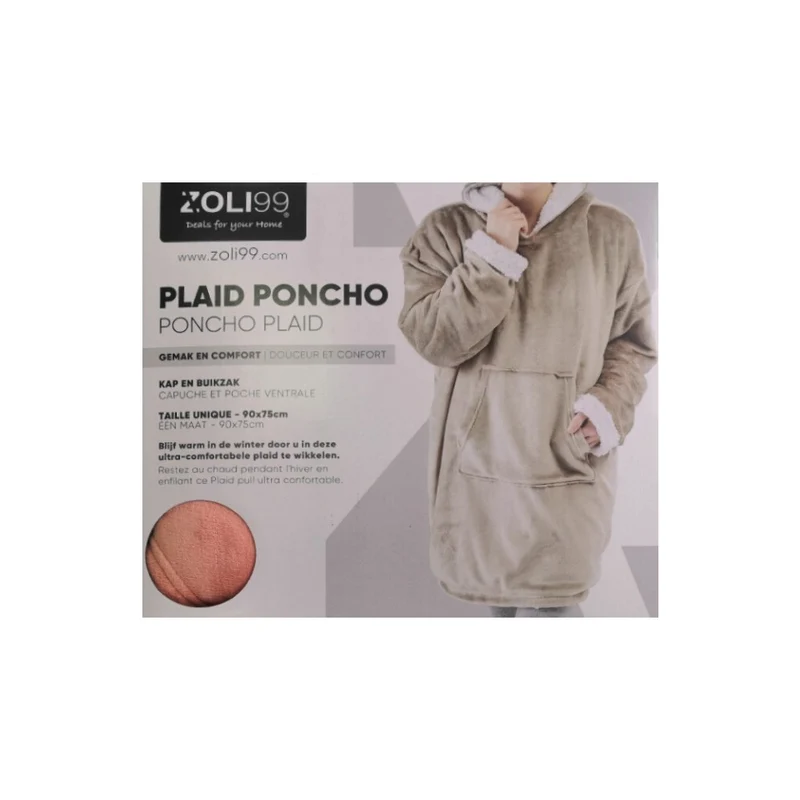 Plaid poncho adulte en fourrure double face, 90x75 CM