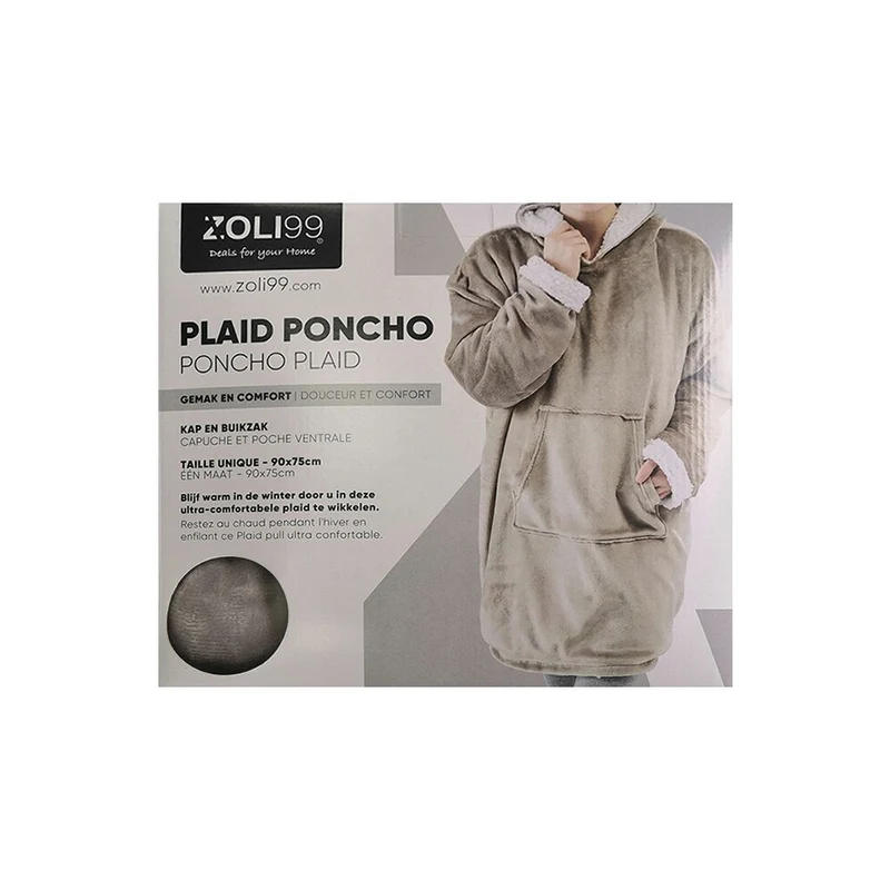 Plaid poncho adulte en fourrure double face, 90x75 CM