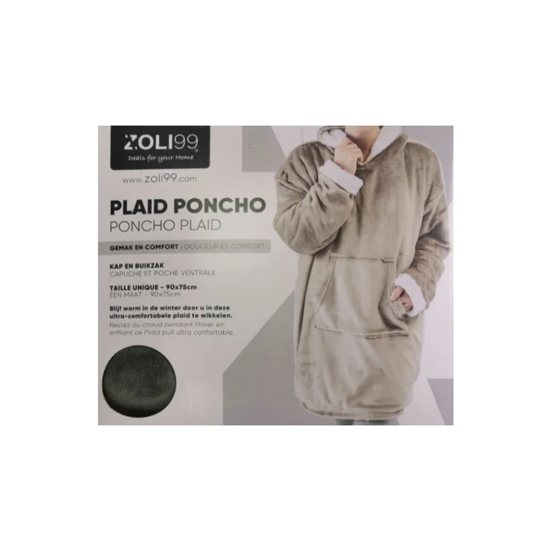 Plaid poncho adulte en fourrure double face, 90x75 CM