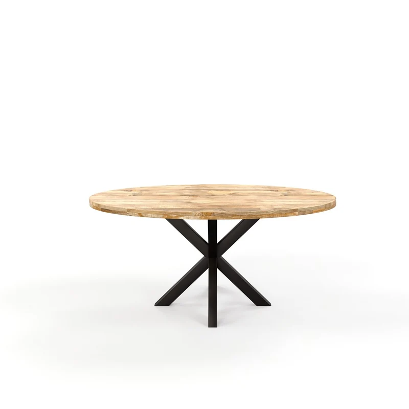 Table à manger ovale en bois massif avec pied noir - FLAVIA