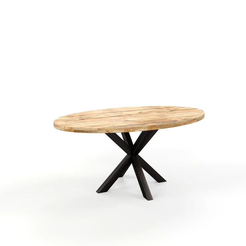 Table à manger ovale en bois massif avec pied noir - FLAVIA