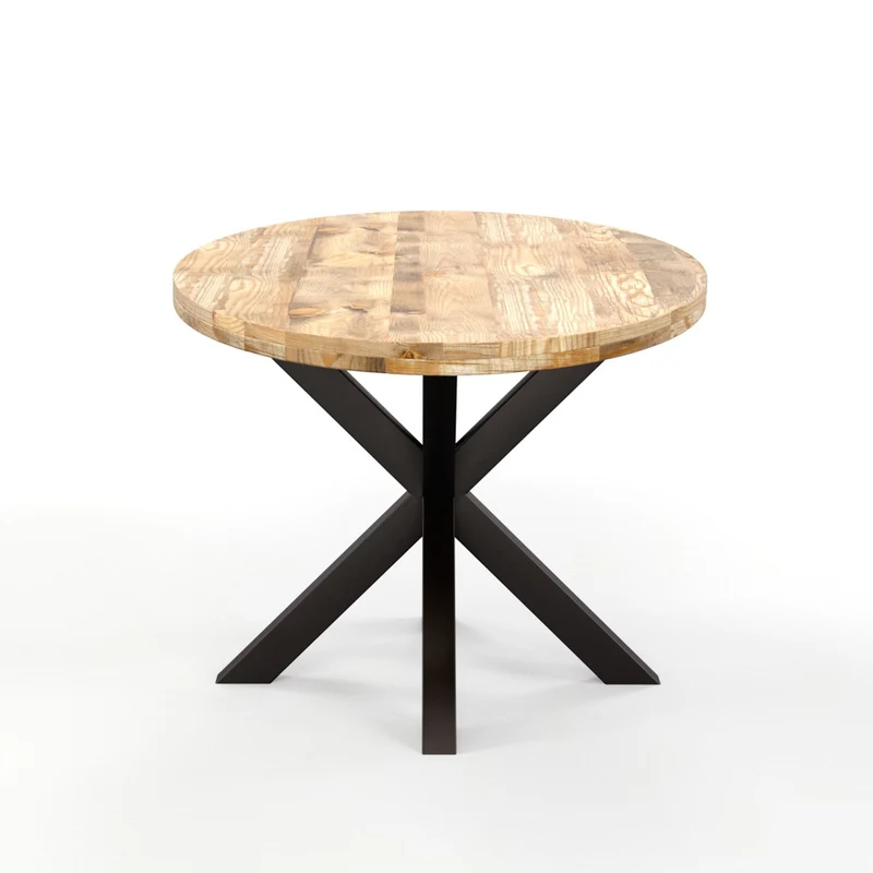 Table à manger ovale en bois massif avec pied noir - FLAVIA