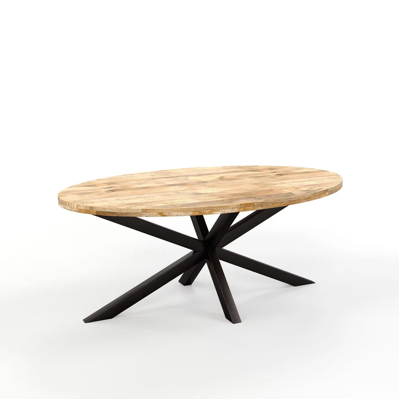 Table à manger ovale en bois massif avec pied noir - FLAVIA