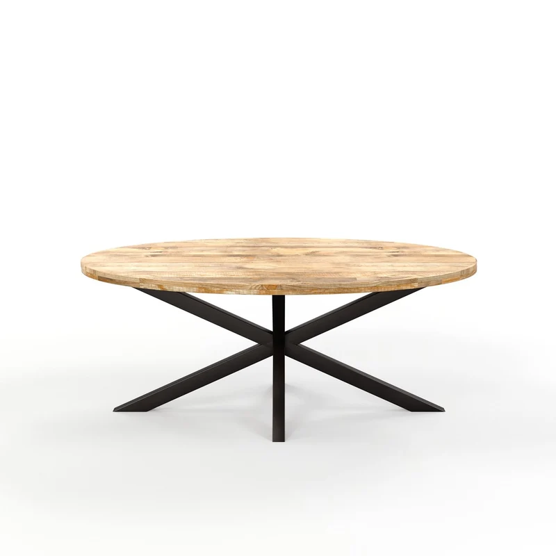 Table à manger ovale en bois massif avec pied noir - FLAVIA