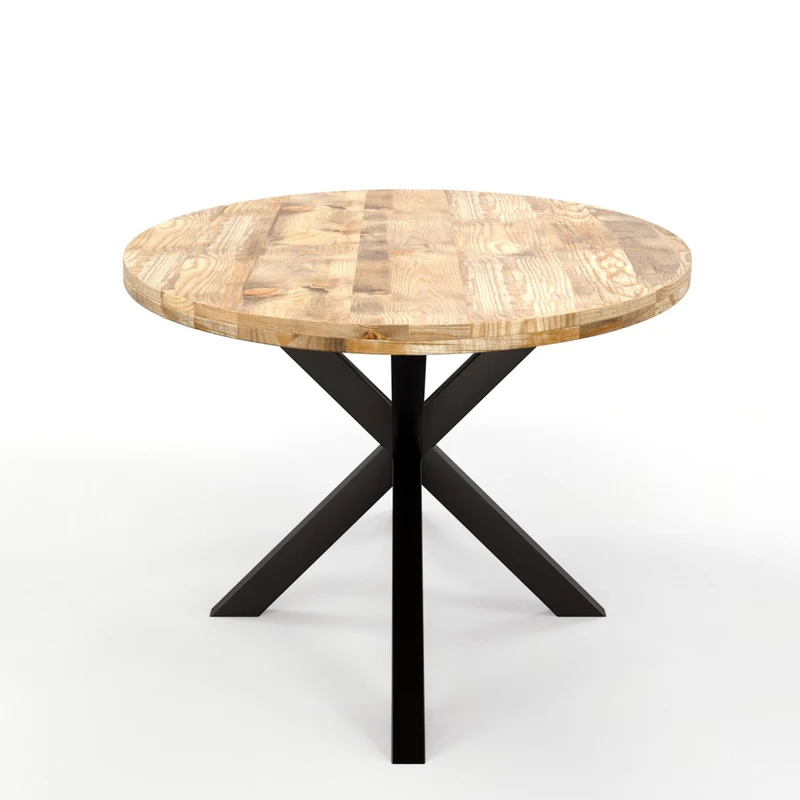 Table à manger ovale en bois massif avec pied noir - FLAVIA
