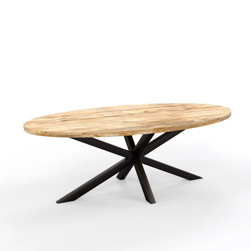 Table à manger ovale en bois massif avec pied noir - FLAVIA