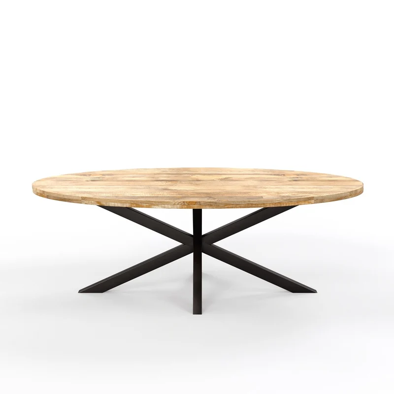 Table à manger ovale en bois massif avec pied noir - FLAVIA