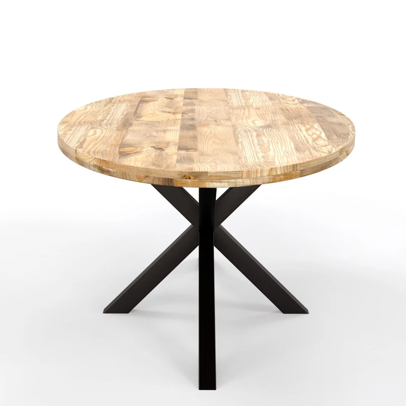 Table à manger ovale en bois massif avec pied noir - FLAVIA